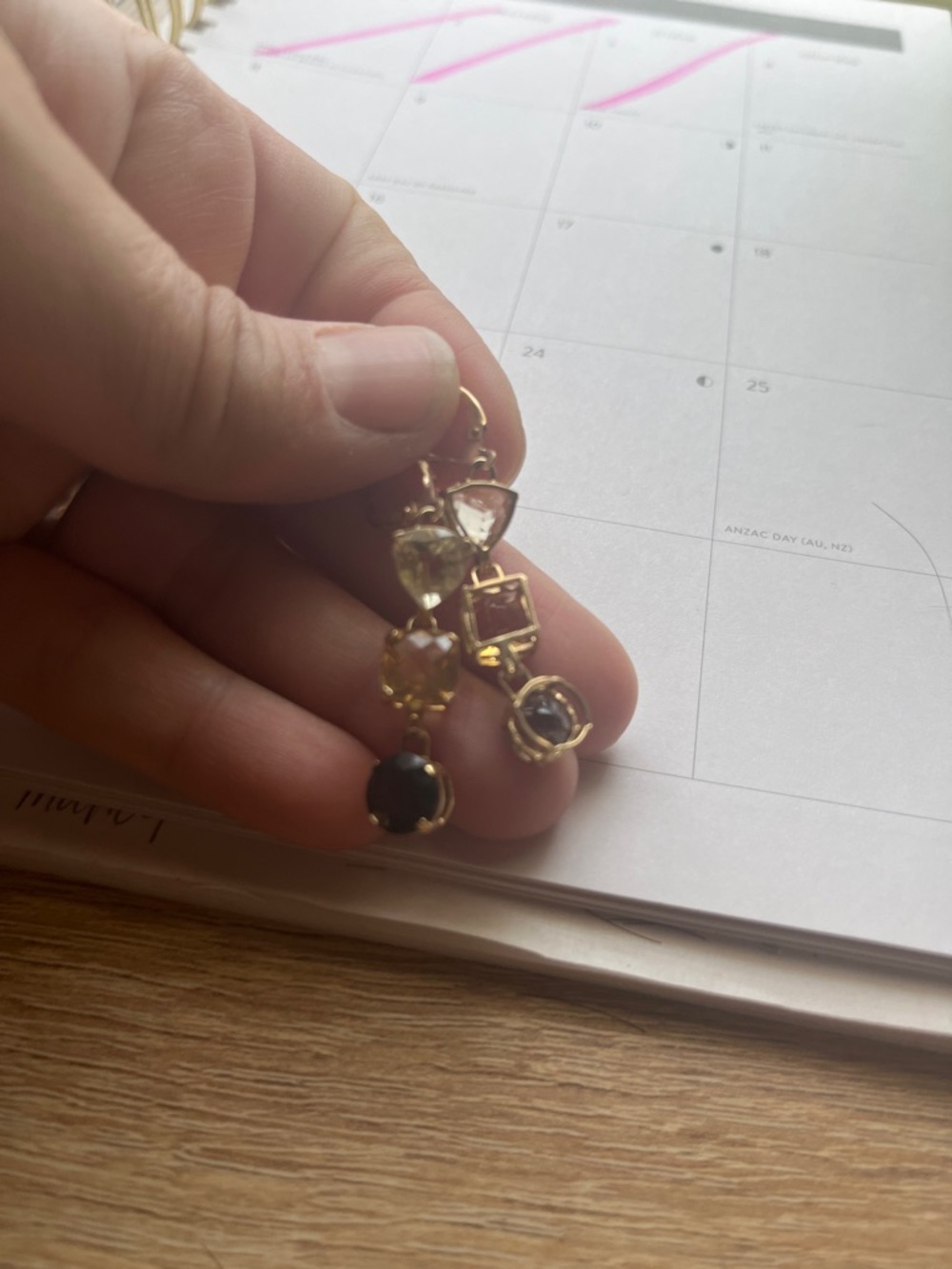 14k Gold Multi-Stone Drop/dangle Earrings - Picture 2 of 3